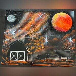 Colorful Barn and Animals Spray Paint Art